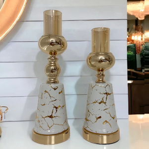 ชุดเชิงเทียนเหล็กสไตล์วินเทจ2ชิ้นไฟบ้านและของตกแต่งเทศกาลคริสต์มาส - Product Image 1