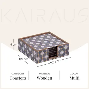 Luxury 6-Piece <b>Set</b> of Handcrafted Modern Rectangle Eco-Friendly Wooden <b>Tea</b> & Coffee <b>Cup</b> Mats & Pads Handmade Luxury Coasters - Product Image 6