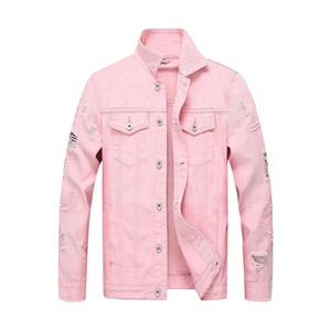 Pink Denim Outerwear Vintage Pastel Fashion <b>Coat</b> Trend Inspired Casual Layering Custom OEM Apparel For Boutique Collections - Product Image 1