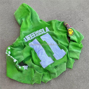 Y2K Streetwear hommes sweat à capuche et sweat 500 Gsm français éponge Vintage haute qualité coton lourd broderie acide lavage Zip - Product Image 5