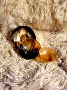 ชามเขาควายขัดทรงกลมโบราณงานประดิษฐ์ทำด้วยมือของตกแต่งบ้านงานฝีมือธรรมชาติ - Product Image 1