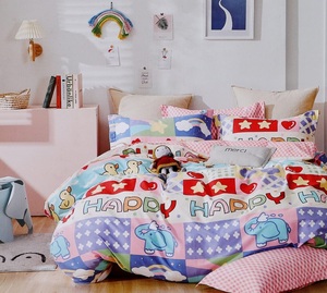 Kidzee Collection <b>Queen</b> Size 4PCS Bedsheet Set with 2 Printed Pillow Cases Wholesale Price for Hotel Hospital Bedroom Use - Product Image 1