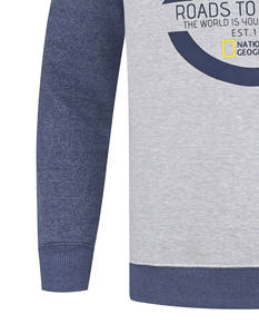 100% algodón cuello redondo manga larga sudadera transpirable cálido moda Casual estampado hombres diseño personalizado en relieve invierno al por mayor - Product Image 3