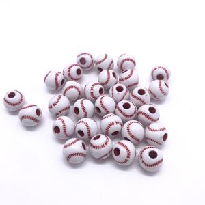 Multi Color 12mm Plastic Acrylic Round <b>Baseball</b> Beads - Product Image 4