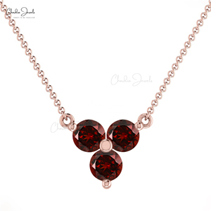 Fabricants asiatiques Véritable 0.4 CTW Rouge Grenat Prong Set Collier 14k Or Massif Fine Chaîne Collier Personnalisé Fine Jewelry - Product Image 1