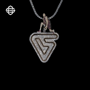 Luxury Basketball Player <b>Pendant</b> <b>Necklace</b> for <b>Men</b> Iced Out CZ Diamond Hip Hop Jewelry Sports Style <b>Silver</b> Chain - Product Image 3