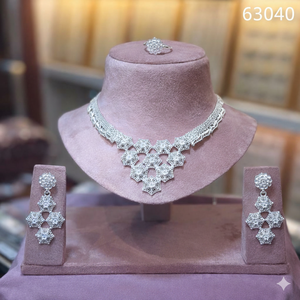 Elegant Gold-Plated Floral <b>Necklace</b> Set with Red Stone Detailing & <b>Matching</b> <b>Earrings</b> | Bridal & Party Wear Jewelry Model 23171 - Product Image 4