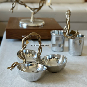 Plateau en marbre blanc support en aluminium doré bol à noix sèches Calla Lily Design vente chaude et bol de haute qualité paires de 3 - Product Image 4