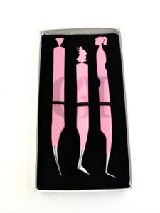 Conception de découpe de lapin et de poupée de diamant de poudre rose clair de haute qualité avec différents Styles pince à épiler d'extension de cils outil de beauté - Product Image 6