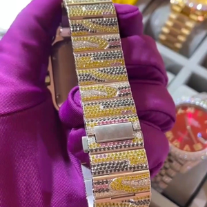 Montre en diamant Moissanite VVS de qualité supérieure, bijoux de mode, montre sertie de diamants - Product Image 3