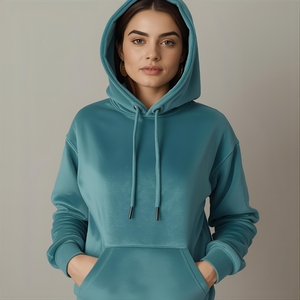 เสื้อฮู้ดขนแกะสำหรับผู้หญิง เสื้อคลุมแบบสวมใส่สบายสำหรับฤดูหนาว พร้อมลายพิมพ์ดิจิทัลและบริการปักโลโก้ตามสั่ง - Product Image 4