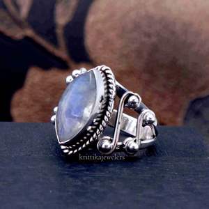 Anillo fino Unisex de Plata de Ley 925, ajuste de bisel de piedras preciosas de piedra lunar Natural, ideal para regalo de joyería de fiesta de aniversario de boda - Product Image 4