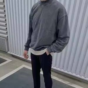 Oversized Acid Wash Zipper Unisex Heavyweight Black Hoodie Streetwear Sudadera Blank hoodies hombres - Product Image 2