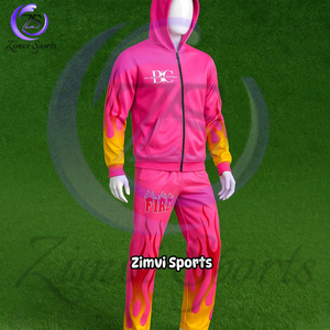 Ensemble de survêtement personnalisé avec motif flamme, sweat-shirt rose et pantalon de jogging, sublimation, vêtements de sport, par Zimvi Sports, fournisseur de qualité, nouveauté 2025 - Product Image 1