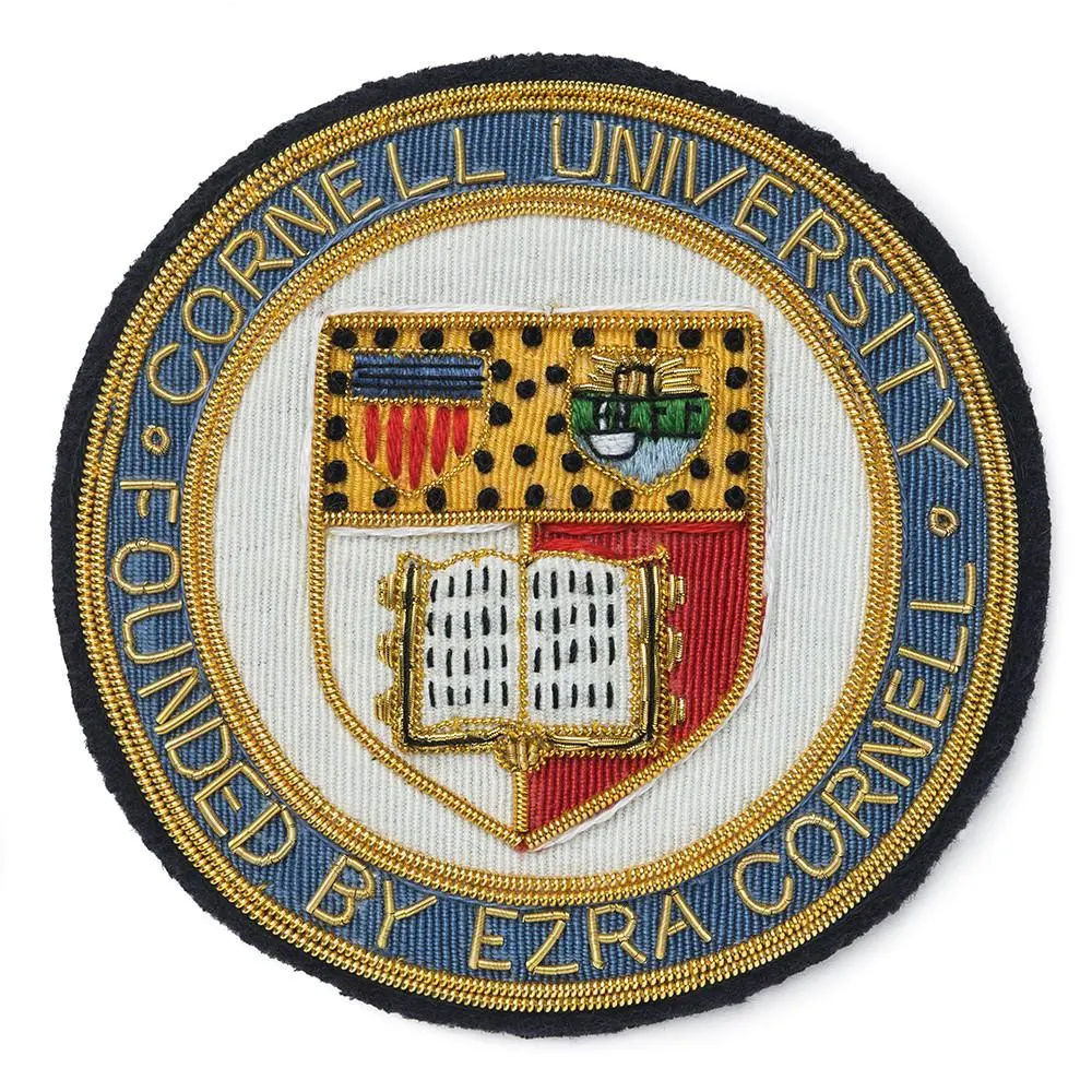 Insignes de lingots en tissu personnalisés en gros d'usine cousus sur un insigne brodé CORNELL UNIVERSITY BLAZER BADGE | uniformes de vêtements