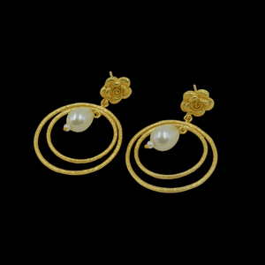 Vente en gros de boucles d'oreilles tendance 2025 pour femmes, fabricant et fournisseur, boucles d'oreilles rondes en pierre de nacre plaquées or pour femmes et filles - Product Image 1