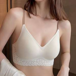 Women's Seamless Jelly <b>Bra</b> Deep V Sexy <b>Bras</b> Adjustable Straps Soft Comfortable Support for Big Chest Sexy Sleep <b>Bra</b> - Product Image 1
