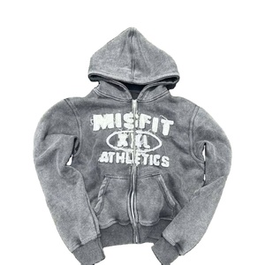 Premium Quality Hoodie Latest Style <b>Material</b> Zipper Distressed Hoodie Custom Logo High Quality Chenille Embroidery Hoodie - Product Image 4