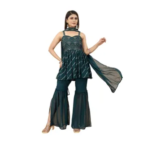 Heavy Designer Sharara Women Indian Pakistani Ethnic Ladies Punjabi Patiala Stitching Available Wholesale Suit 3 Pieces Indian