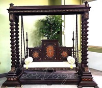Jhoola en bois de teck de Birmanie, style Maharaja traditionnel, motif paon, style antique indien, pour usage intérieur