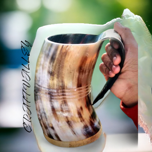 Gobelet Viking conçu sur mesure meilleur fini corne naturelle tasse à boire capacité de 500ml poignée de main décor à la maison - Product Image 2