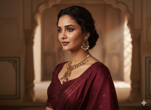 Conjunto de joyas de templo polaco Rajwadi | Collar de monedas con colgante y pendientes | Joyería nupcial tradicional de boda para mujer - Product Image 6