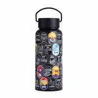 Bouteille isotherme en acier inoxydable gravée au laser de 32 oz avec paille, souvenir Parcs Nationaux, pour boissons froides, portable, cadeau, boutique