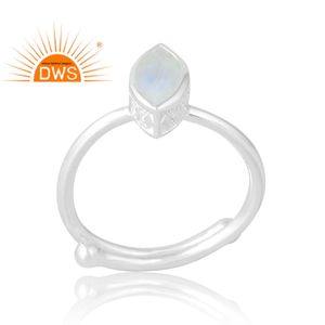 Anillo de piedras preciosas de Luna de arcoíris Natural de Plata de Ley 925, joyería personalizada para mujer, regalo para ella - Product Image 1