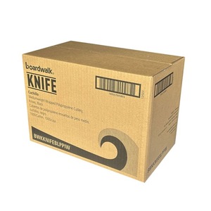 Boardwalk Mediumweight <b>Wrapped</b> Polypropylene <b>Plastic</b> Disposable Knife Cutlery Black-1000/Carton - Product Image 4