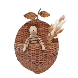 Décorations murales, panier à fruits vintage tissé à la main, décoration murale en rotin, panier de rangement suspendu - Product Image 4