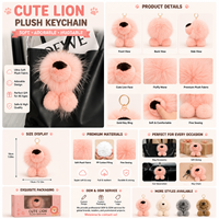 Porte-clés Lion en Peluche Personnalisable pour Sac à Dos, Jouet en Peluche Rembourré en Coton PP