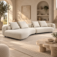 Canapé sectionnel incurvé design moderne, revêtement bouclé, canapé nuage pour salon de villa de luxe