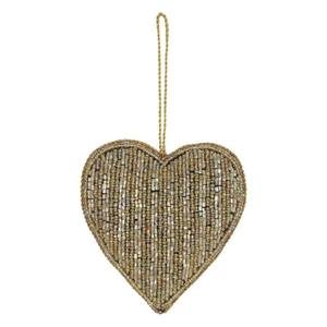 Cœur en argent Zari suspendu avec des perles et du fil de soie |   Ornement décoratif en forme de cœur fait à la main pour la maison et la décoration festive - Product Image 4