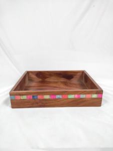 Ensemble de 3 plateaux de service en bois rectangulaires faits à la main finition naturelle thé polyvalent café petit déjeuner au prix le plus bas - Product Image 3