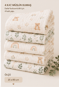 Paños de muselina suaves 100% algodón de 4 capas para bebés, altamente absorbentes, toallas de hombro, fabricante directo de fábrica en Denizli, Turquía. - Product Image 4