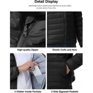 Chaqueta de plumón para hombre con tela acolchada para máxima calidez, chaqueta de invierno para hombre con cierre de cremallera para estilo y comodidad - Product Image 6