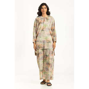 Conjunto Coordinado de Hilo Lurex Estampado IUSTTS-1325 de Chifón Casual sin Cuello y Mangas Tres Cuartos para Primavera/Verano - Product Image 4