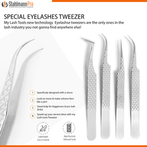 Pinces à extensions de cils en acier inoxydable de haute qualité, 45/90 degrés, logo personnalisé, emballage personnalisé, pointues, antistatiques, Stahlmann Pro - Product Image 5