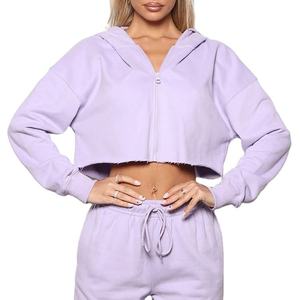 เสื้อครอปมีฮู้ดของผู้หญิงผ้าเทอร์รี่สี SO9LIID เลือกได้สำหรับฤดูใบไม้ร่วงและฤดูหนาว - Product Image 3