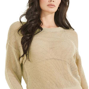 Maglione GUESS da donna Kara Open Stitch marrone con motivo floreale, stile casual lungo, decorazione con bottoni, taglia M per l'autunno - Product Image 2