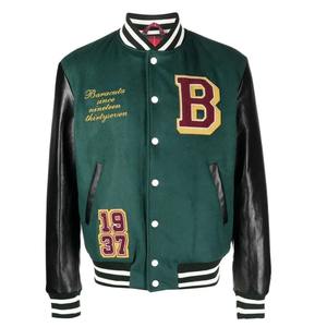 Veste universitaire en toile enduite unisexe de haute qualité avec logo personnalisé, veste bomber en cuir à doublure polaire pour le printemps, broderie streetwear, lettreman - Product Image 3