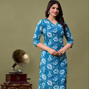Kurti Largo de Alta Calidad, Estilo Pakistaní Indio, Diseño Bordado Elegante, Túnica Larga para Mujer para Uso Diario - Product Image 1