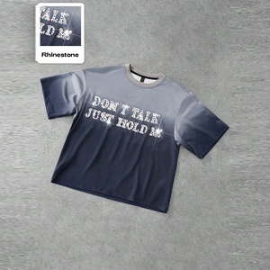 DIY Rhinestone 100% Cotton Casual Shirt Crop Style Short Sleeves Customizable Clubwear <b>Top</b> for <b>Men</b> Wholesale - Product Image 1