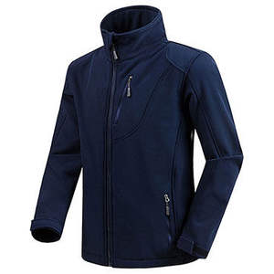 Veste Softshell unisexe bleu marine foncé de haute qualité 2026 avec fermeture éclair, col en fourrure et capuche pour homme et femme 2026 - Product Image 2