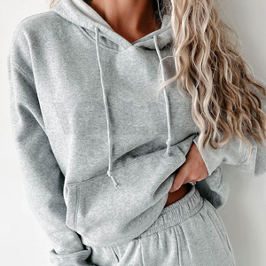 Pull court surdimensionné pour femmes sweat hiver complet décontracté à manches longues conception capuche Streetwear goutte épaule imprimé avant - Product Image 6