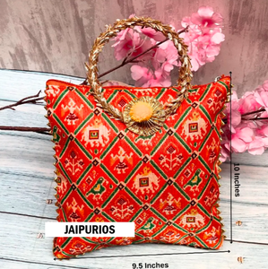 Nueva llegada tradicional Rajasthani indio impreso bolsos boda Favor para devolver regalos bolsos con asa de muñeca - Product Image 6