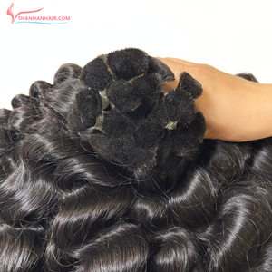 Pleine cuticule douce vierge naturelle de couleur noire Jerry Curly faisceaux de cheveux en vrac cheveux humains vietnamiens extensions de cheveux non traités - Product Image 6