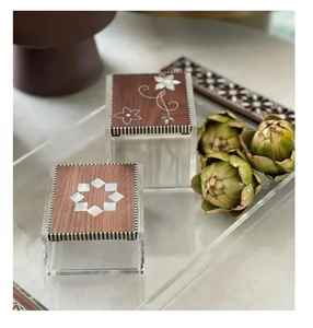 Juego de Bandejas y Frascos de Acrílico con Incrustaciones de Nácar Cristal Elite Grace, Caja Organizadora para Frutos Secos Premium, Confitería y Decoración del Hogar - Product Image 2