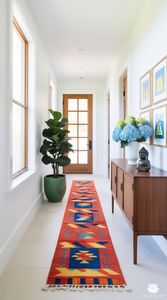 Alfombra de corredor geométrica Bohemia moderna hecha a mano, tejido plano antideslizante para el hogar, y Picnic Camping, decoración acolchada para uso en el pasillo - Product Image 2