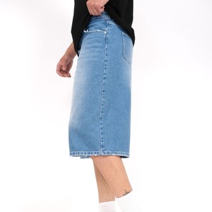 Shorts en jean décontractés pour hommes et femmes, coupe ample, taille mi-haute, couleur unie, respirants, effet usé, 100% coton, personnalisables avec logo OEM, été - Product Image 3